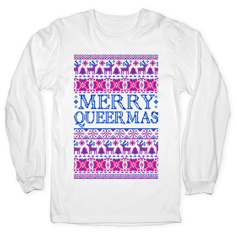 Merry Queermas Bisexual Pride Christmas Sweater Long Sleeve T-Shirt