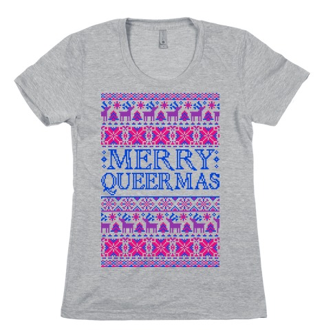 Merry Queermas Bisexual Pride Christmas Sweater Womens T-Shirt