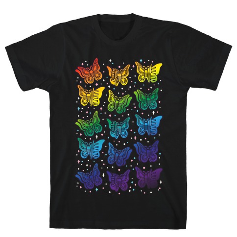 Butterfly Clips LGBTQIA+ Pride White Print T-Shirt