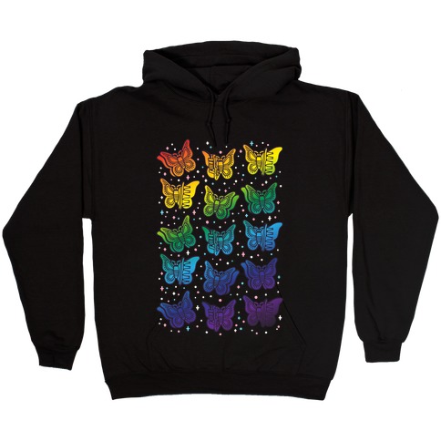 Butterfly Clips LGBTQIA+ Pride White Print Hooded Sweatshirt