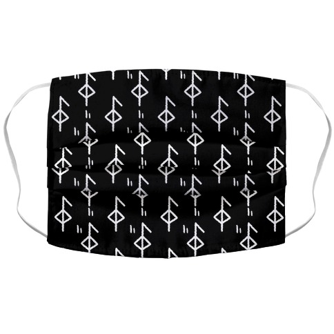 Health Rune Pattern Black and White Accordion Face Mask