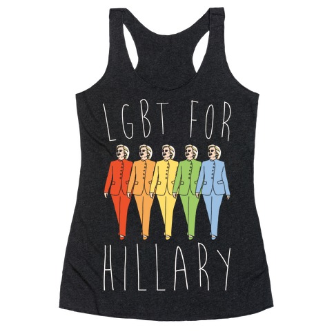 LGBT For Hillary White Print Racerback Tank Top
