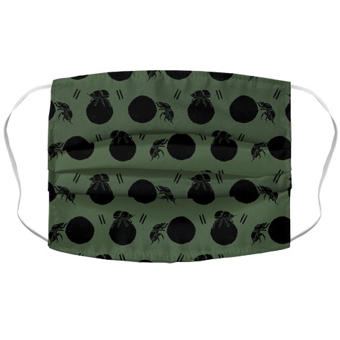 Dung Beetle Pattern Chive Green Accordion Face Mask