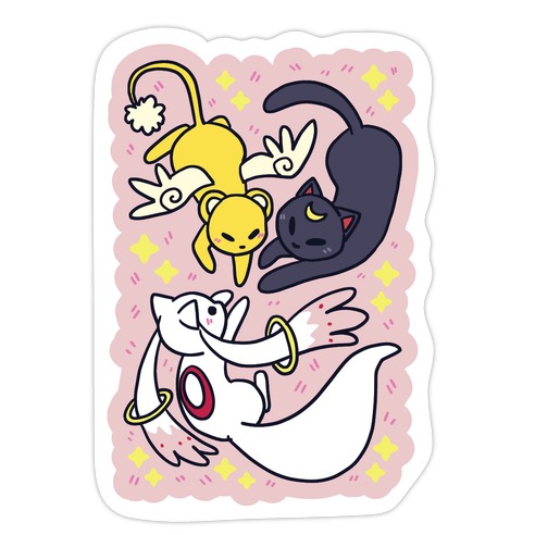 Magical Mascots - Luna, Kero and Kyubey Die Cut Sticker