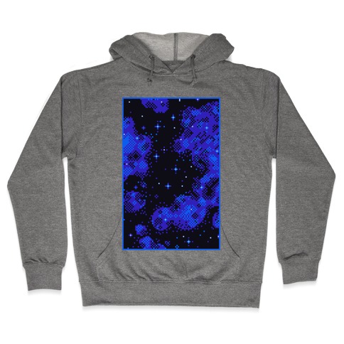 Pixelated Blue Nebula Hooded Sweatshirt