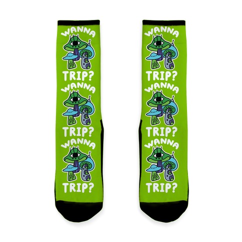 Wanna Trip? (Alien Mushrooms) Sock