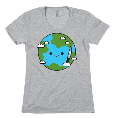 Earth with Knife Womens T-Shirt