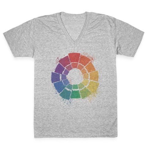 Gay Pride Color Wheel V-Neck Tee Shirt