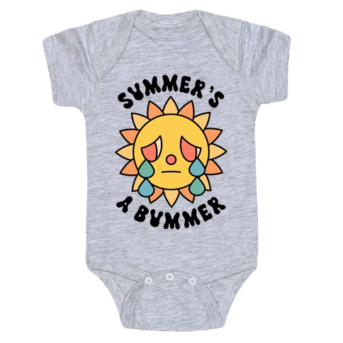 Summer's A Bummer (Retro Sad Sun) Baby One-Piece