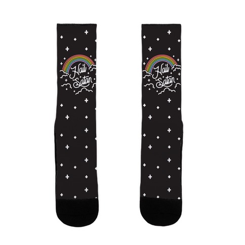 Hail Satan Rainbow Sock