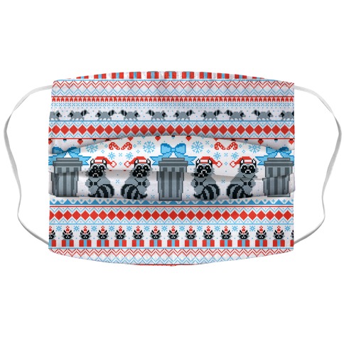 Raccoon Ugly Christmas Sweater Accordion Face Mask