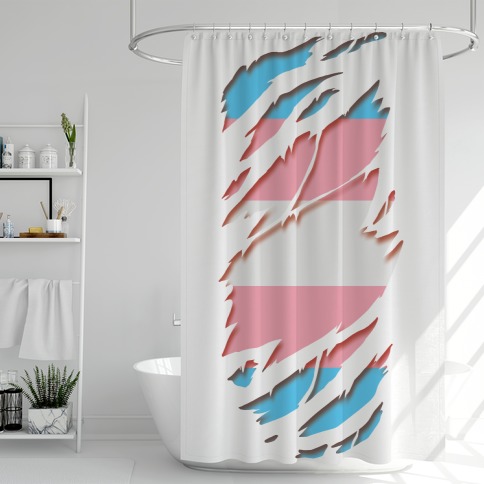 Ripped Shirt: Trans Pride Shower Curtain