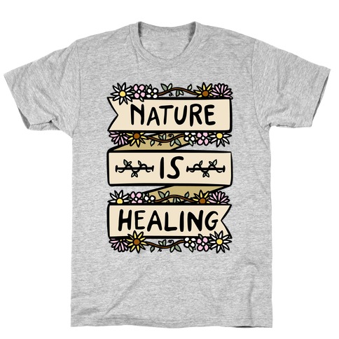 Nature Is Healing White Print T-Shirt