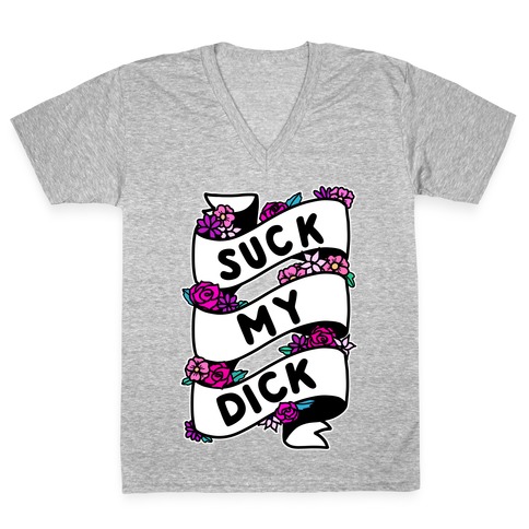 Suck My Dick Ribbon V-Neck Tee Shirt