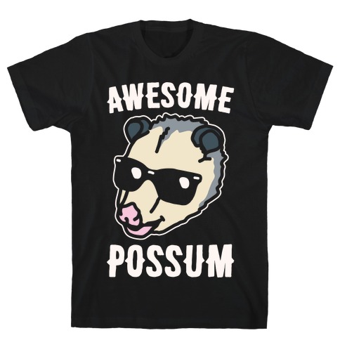 Awesome Possum White Print T-Shirt