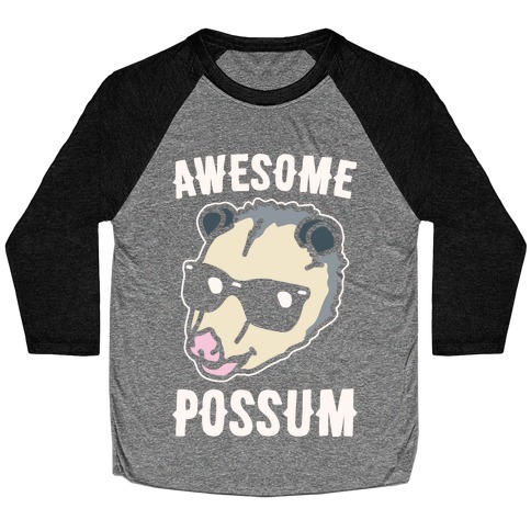Awesome Possum White Print Baseball Tee