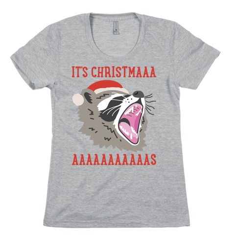 It's Christmas Screaming Raccoon Womens T-Shirt