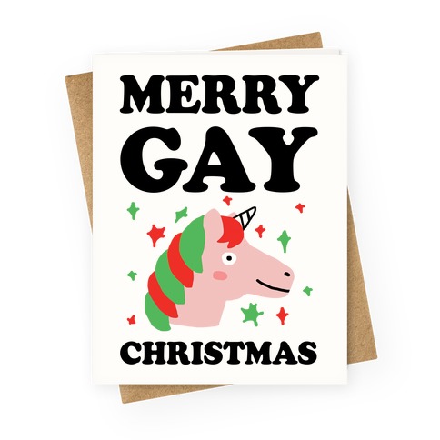 Merry Gay Christmas Unicorn Greeting Card