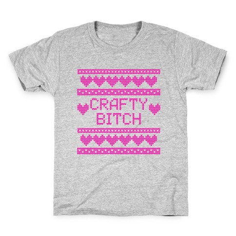 Hot Pink Crafty Bitch Knitting Pattern Kids T-Shirt