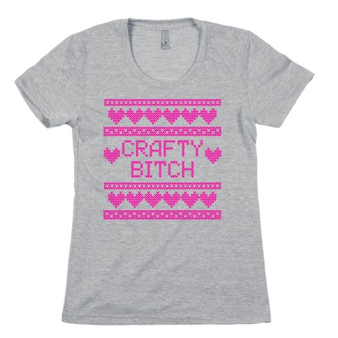 Hot Pink Crafty Bitch Knitting Pattern Womens T-Shirt