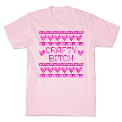 Hot Pink Crafty Bitch Knitting Pattern T-Shirt