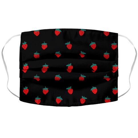 Dainty Strawberry Pattern Black Accordion Face Mask