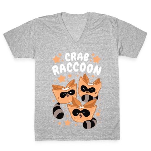 Crab Raccoon V-Neck Tee Shirt