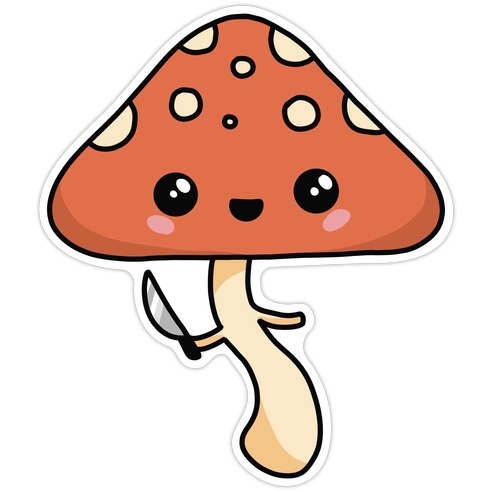 Mushroom With Knife Die Cut Sticker