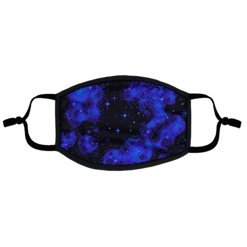 Pixelated Blue Nebula Flat Face Mask