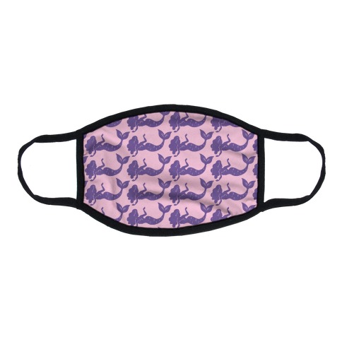 Pink and Purple Mermaid Pattern  Flat Face Mask