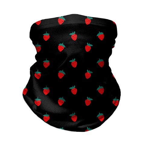 Dainty Strawberry Pattern Black Neck Gaiter