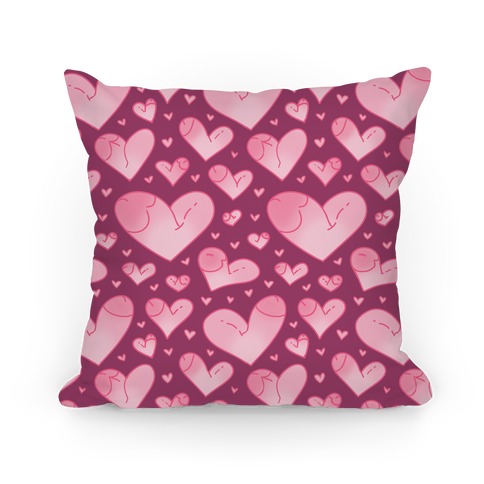 Penis Hearts Pattern Pillow