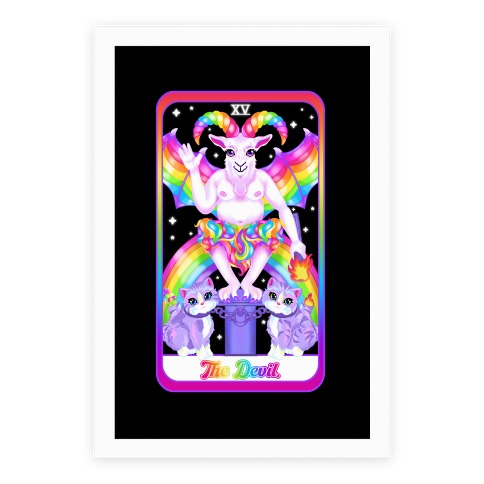 90s Neon Rainbow The Devil Tarot Poster