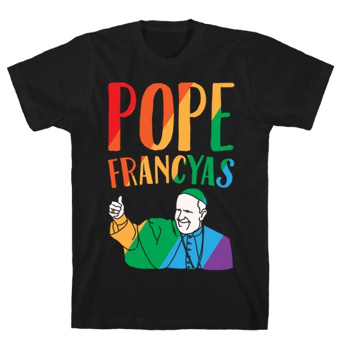 Pope Francyas Parody White Print T-Shirt