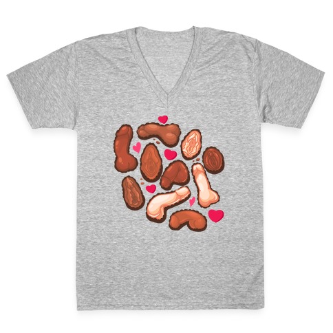NSFW Valentine's Chocolates Pattern V-Neck Tee Shirt