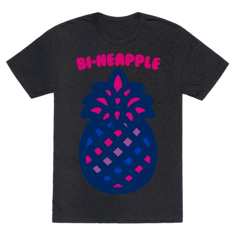 Bi-Neapple Bisexual Pride Pineapple Parody White Print T-Shirt
