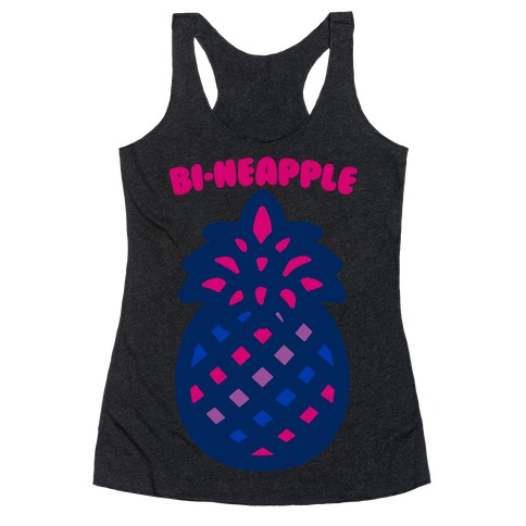 Bi-Neapple Bisexual Pride Pineapple Parody White Print Racerback Tank Top