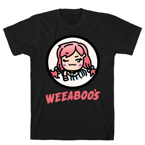 Weeaboos Parody White Print T-Shirt