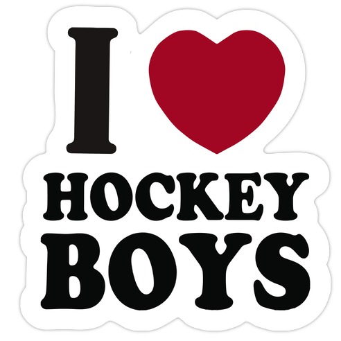 I Love Hockey Boys Die Cut Sticker