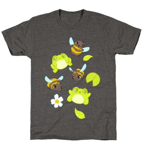 Cute Bees and Frogs Pattern T-Shirt