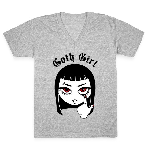 Goth Girl V-Neck Tee Shirt