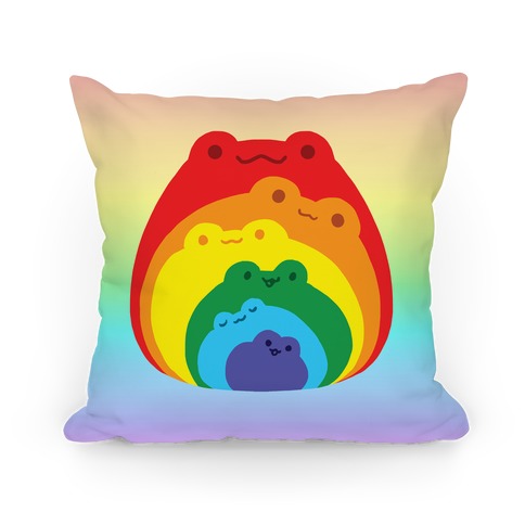 Frogs In Frogs In Frogs Rainbow Pillow