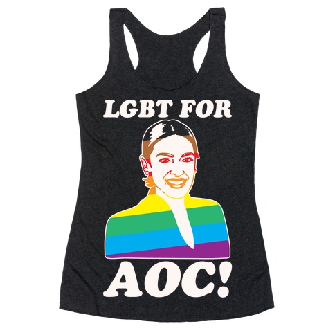 LGBT For AOC White Print Racerback Tank Top