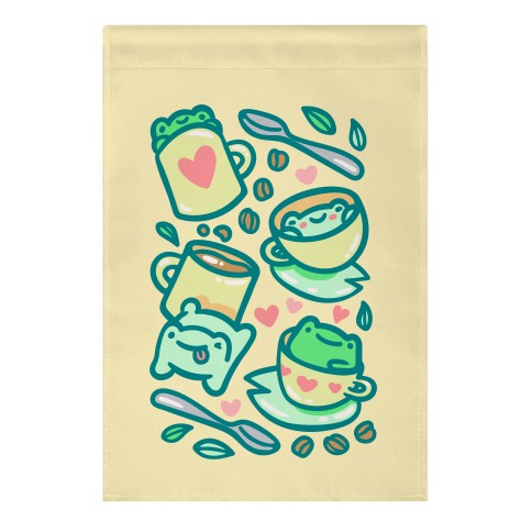Coffee And Tea Frogs Garden Flag