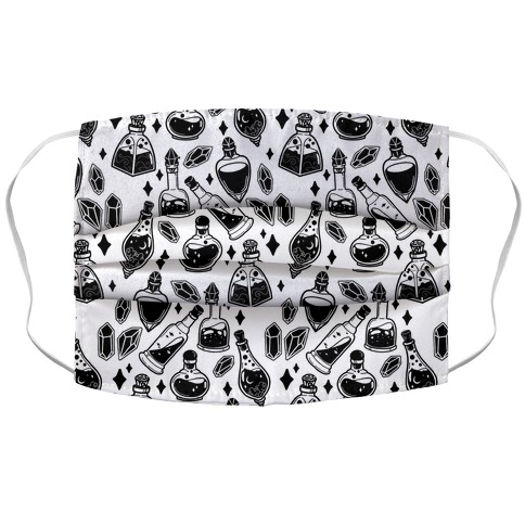 Black On White Potions Pattern Accordion Face Mask