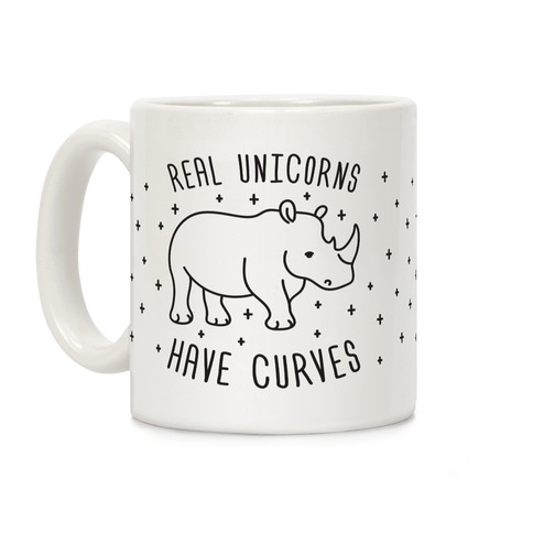 Real Unicorns Have Curves Black and White Coffee Mug