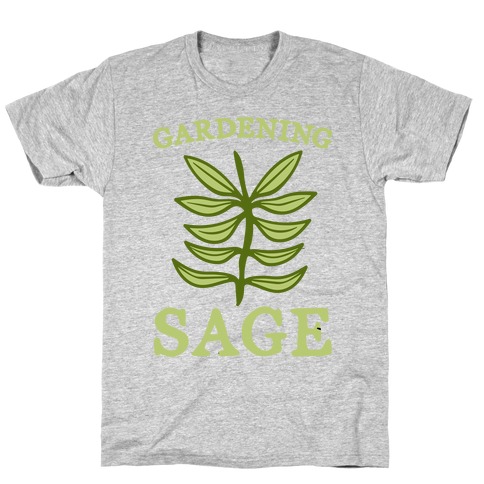 Gardening Sage White Print T-Shirt