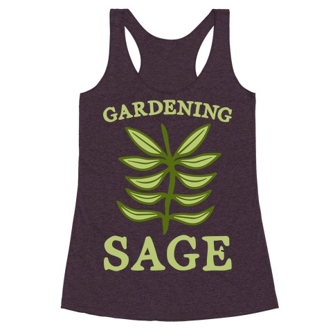 Gardening Sage White Print Racerback Tank Top