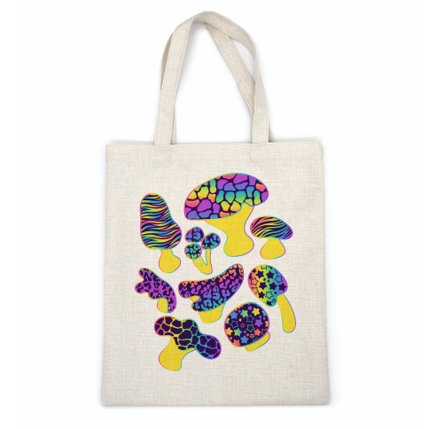 Psychedelic 90s Rainbow Animal Print Mushrooms Casual Tote