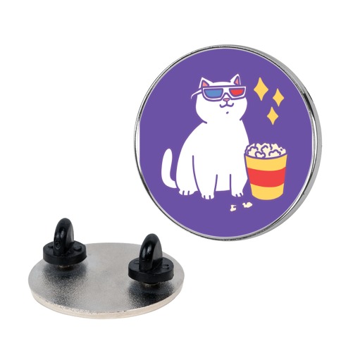 Fat Cat With Popcorn Pin